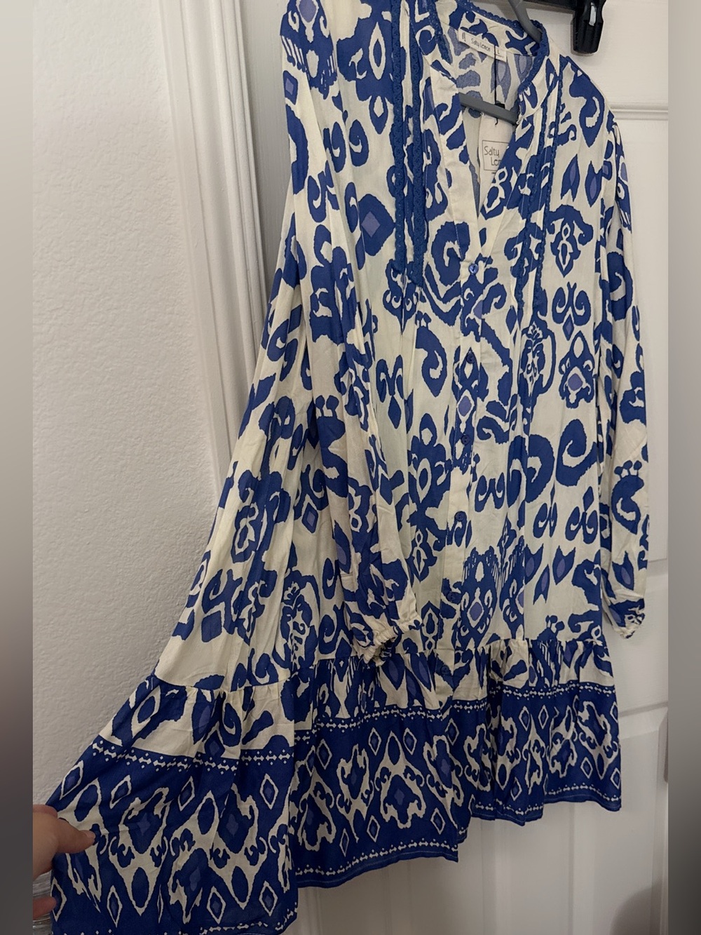 Blue and White Printed Midi Dress by St. Tropez Style